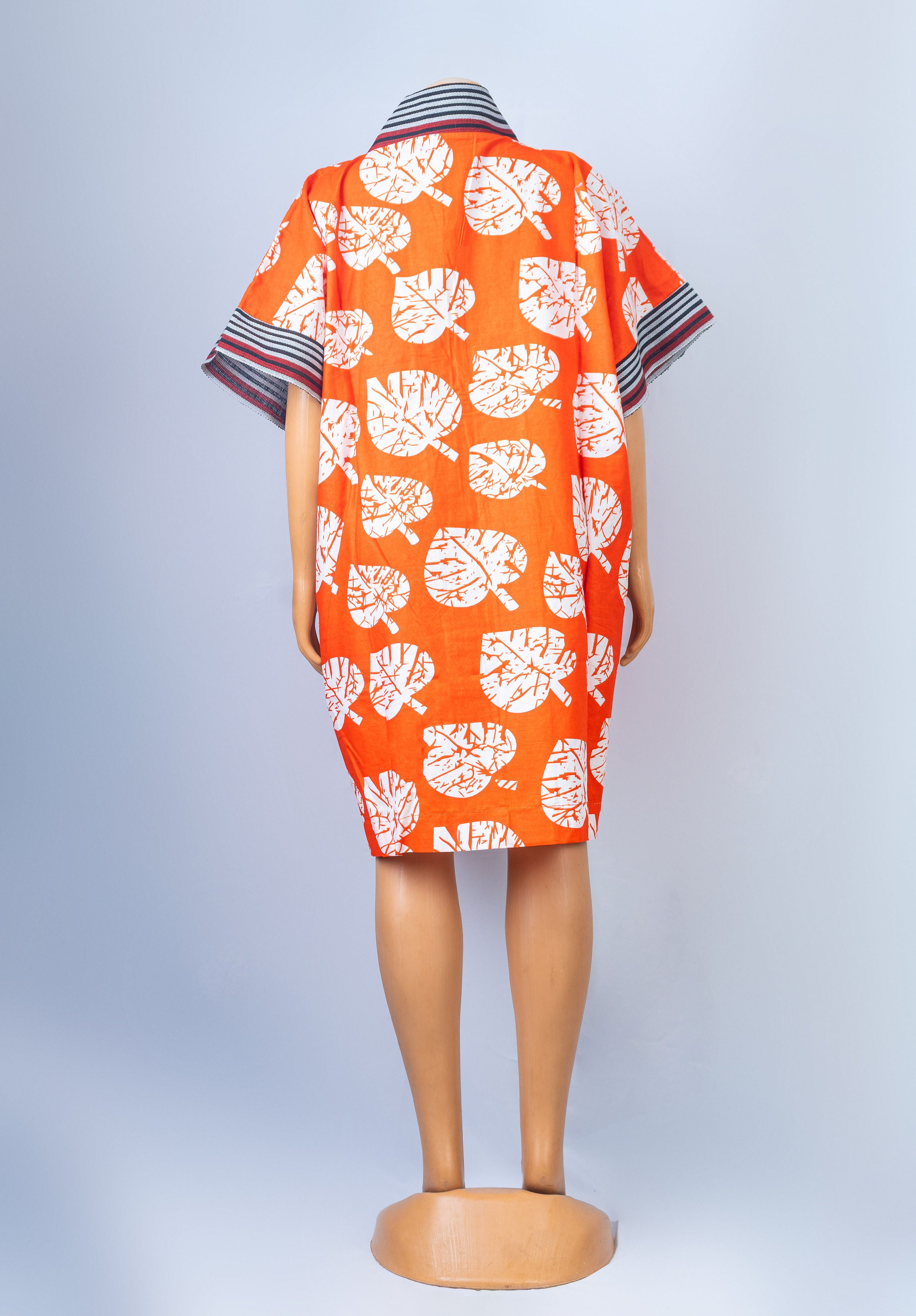 Vibrant Leaf Print African Kaftan Dress
