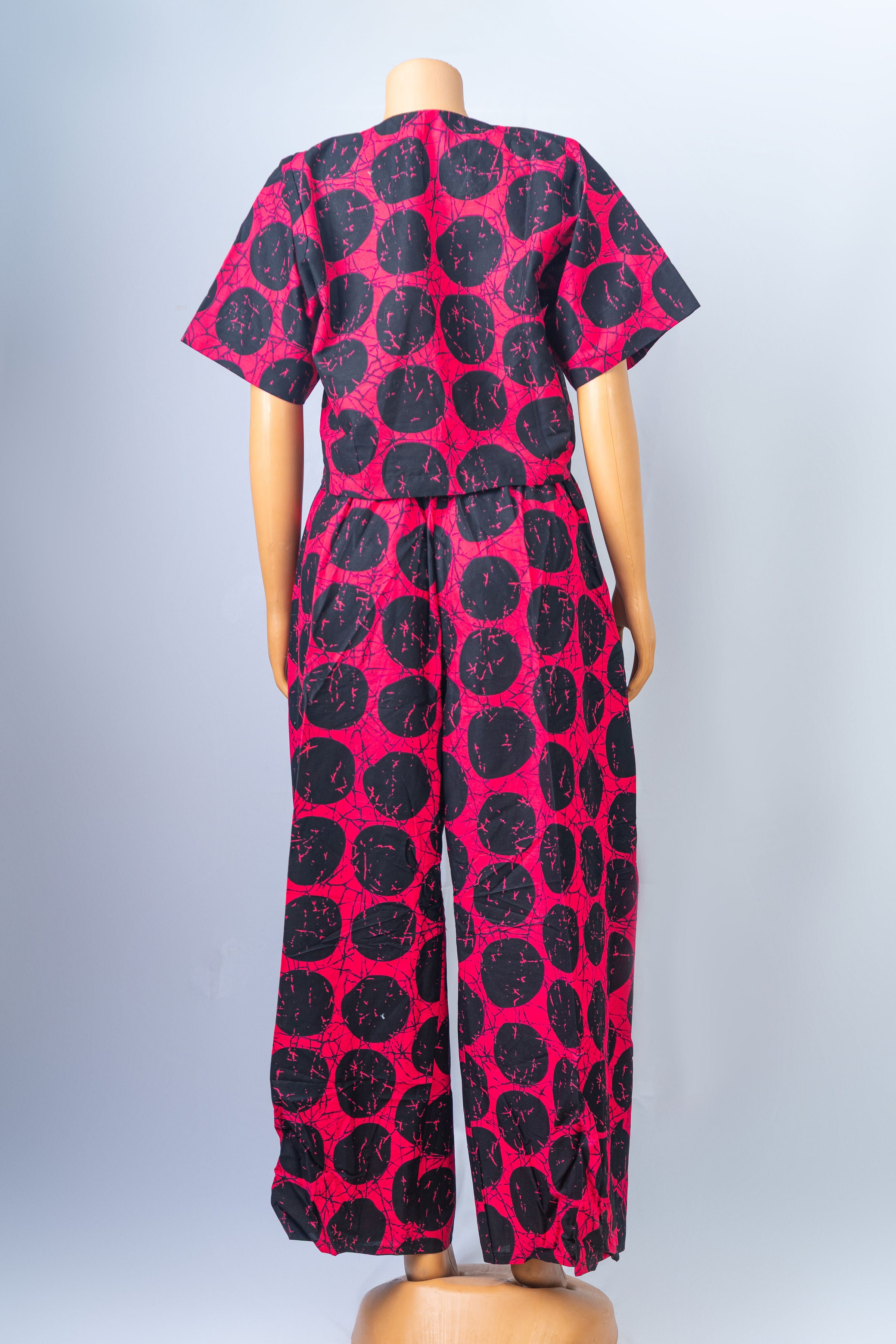 Bold Polka Dot Crop Top & Pant Set